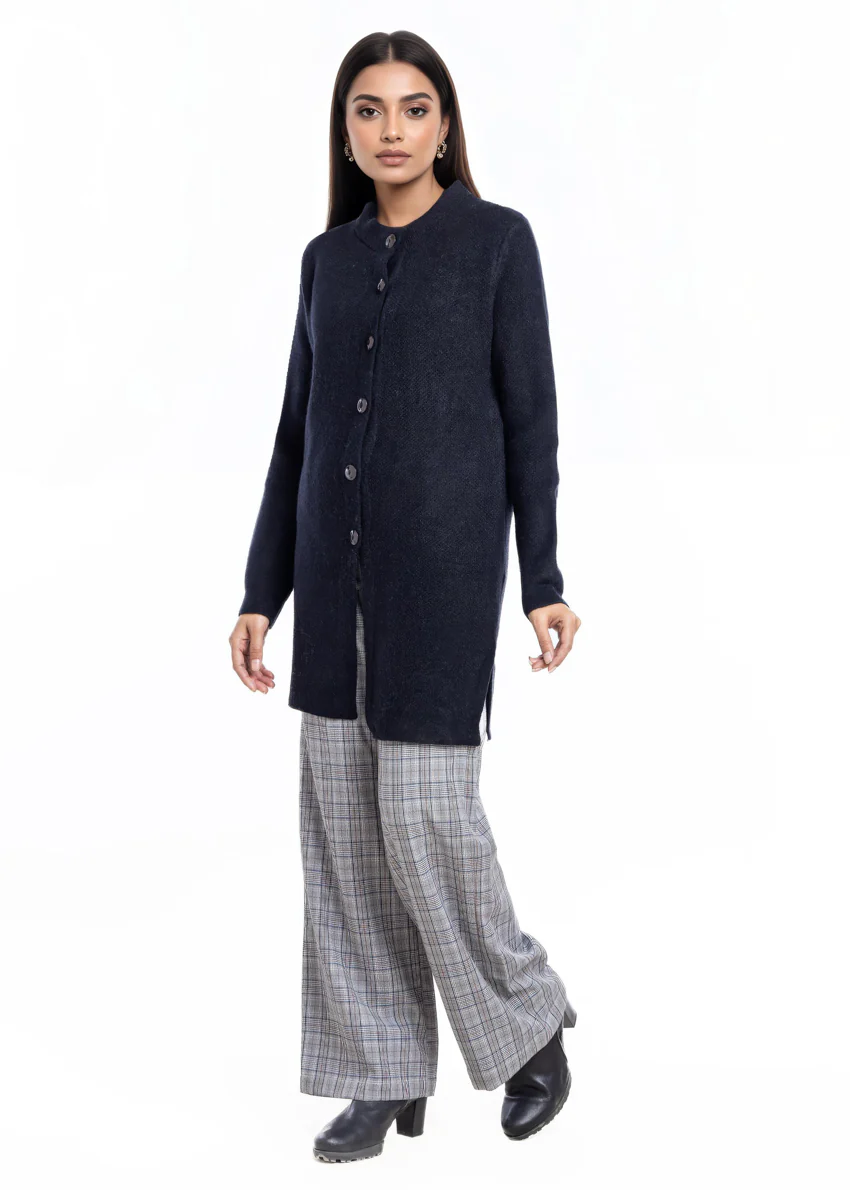 Black-Round Neck Cardigan Full Sleeves Sweater (25Y-102-67) - Image 3