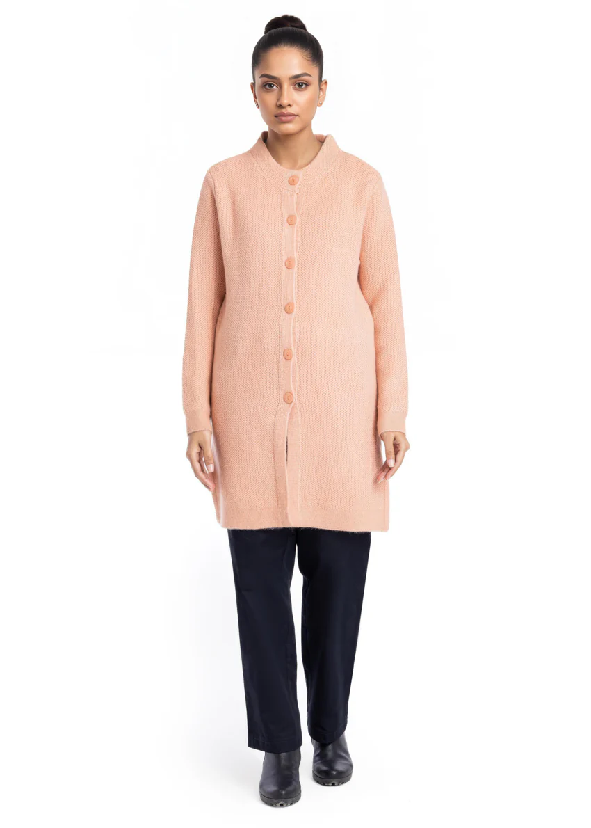 Coral-Round Neck Cardigan Full Sleeves Sweater (25Y-102-67) - Image 4