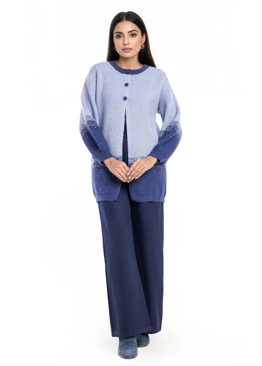 Blue-Round Neck Cardigan Full Sleeves Sweater (25Y-105-67) - Image 2