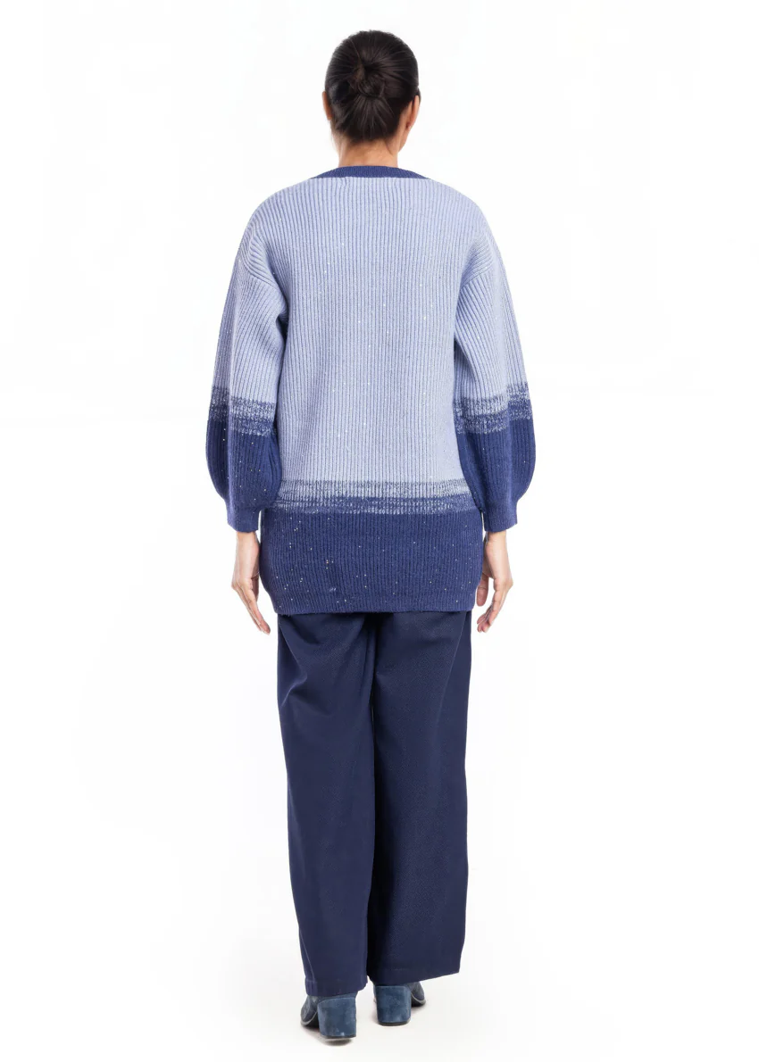 Blue-Round Neck Cardigan Full Sleeves Sweater (25Y-105-67) - Image 3