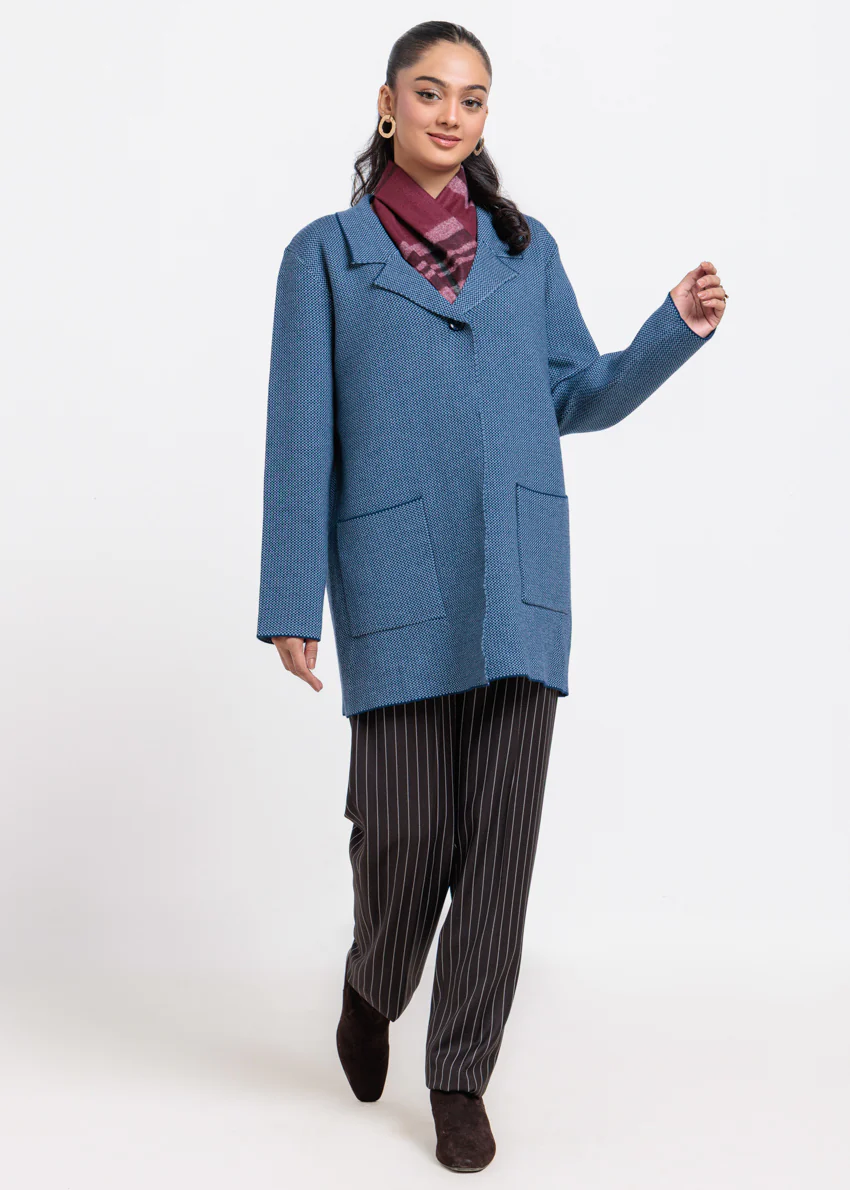 Blue-Notched Collar Full Sleeves Cardigan Sweater (25Y-106-67) - Image 3