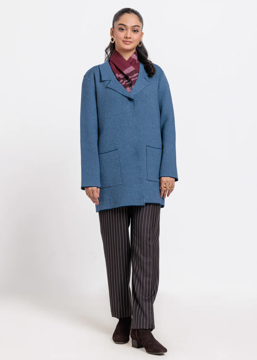Blue-Notched Collar Full Sleeves Cardigan Sweater (25Y-106-67) - Image 4