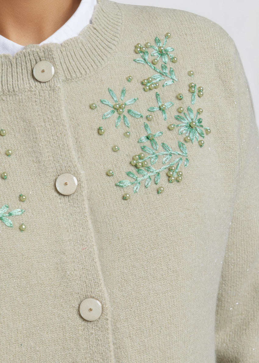 Lime-Round Neck Full Sleeves Cardigan Sweater (25Y-107-67) - Image 5