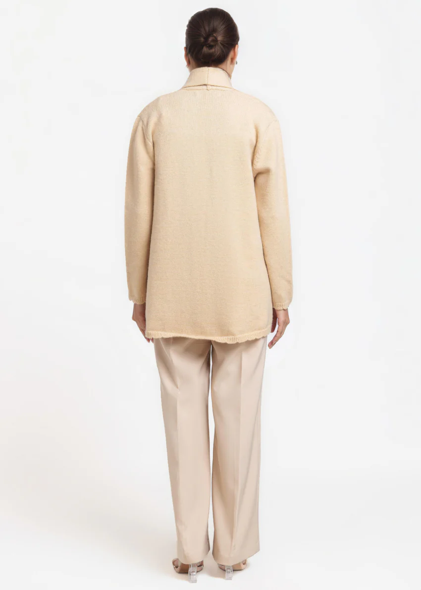 Beige-V-Cardigan Full Sleeves Sweater (25Y-108-67) - Image 2