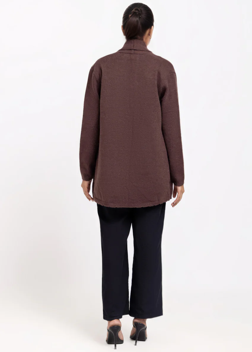 Brown-V-Cardigan Full Sleeves Sweater (25Y-108-67) - Image 2