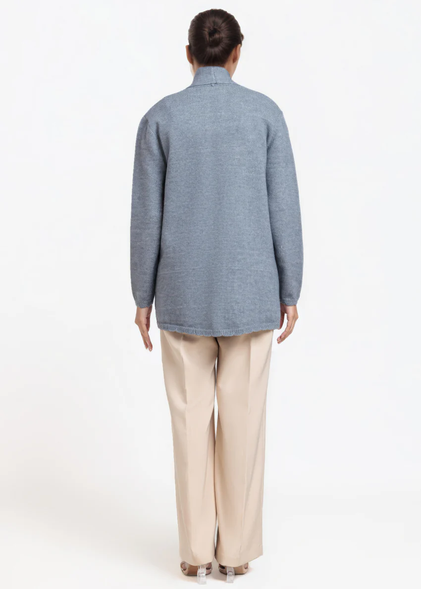 Grey-V-Cardigan Full Sleeves Sweater (25Y-108-67) - Image 2