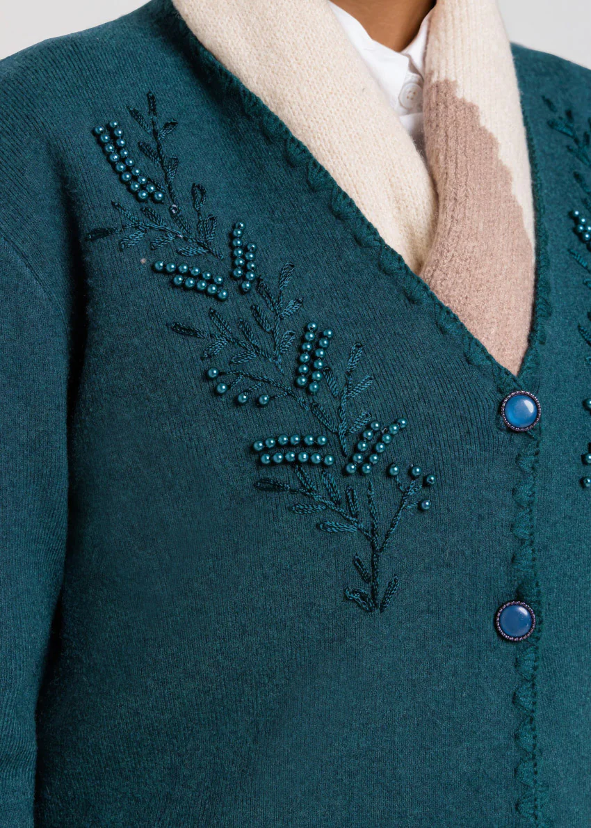 D-Green-V-Cardigan Full Sleeves Sweater (25Y-109-67) - Image 4