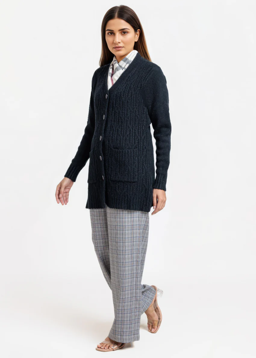 Black-V-Cardigan Full Sleeves Sweater (25Y-110-67) - Image 3