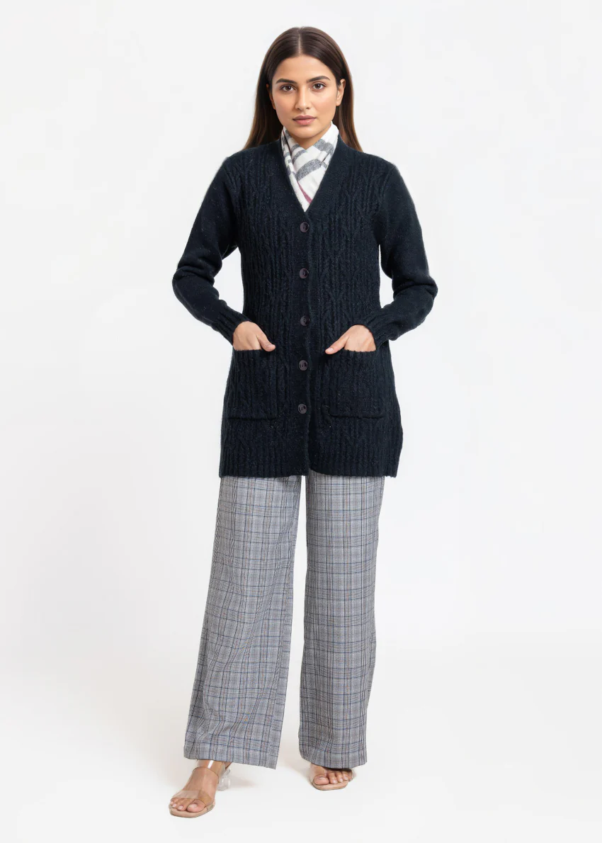 Black-V-Cardigan Full Sleeves Sweater (25Y-110-67) - Image 4