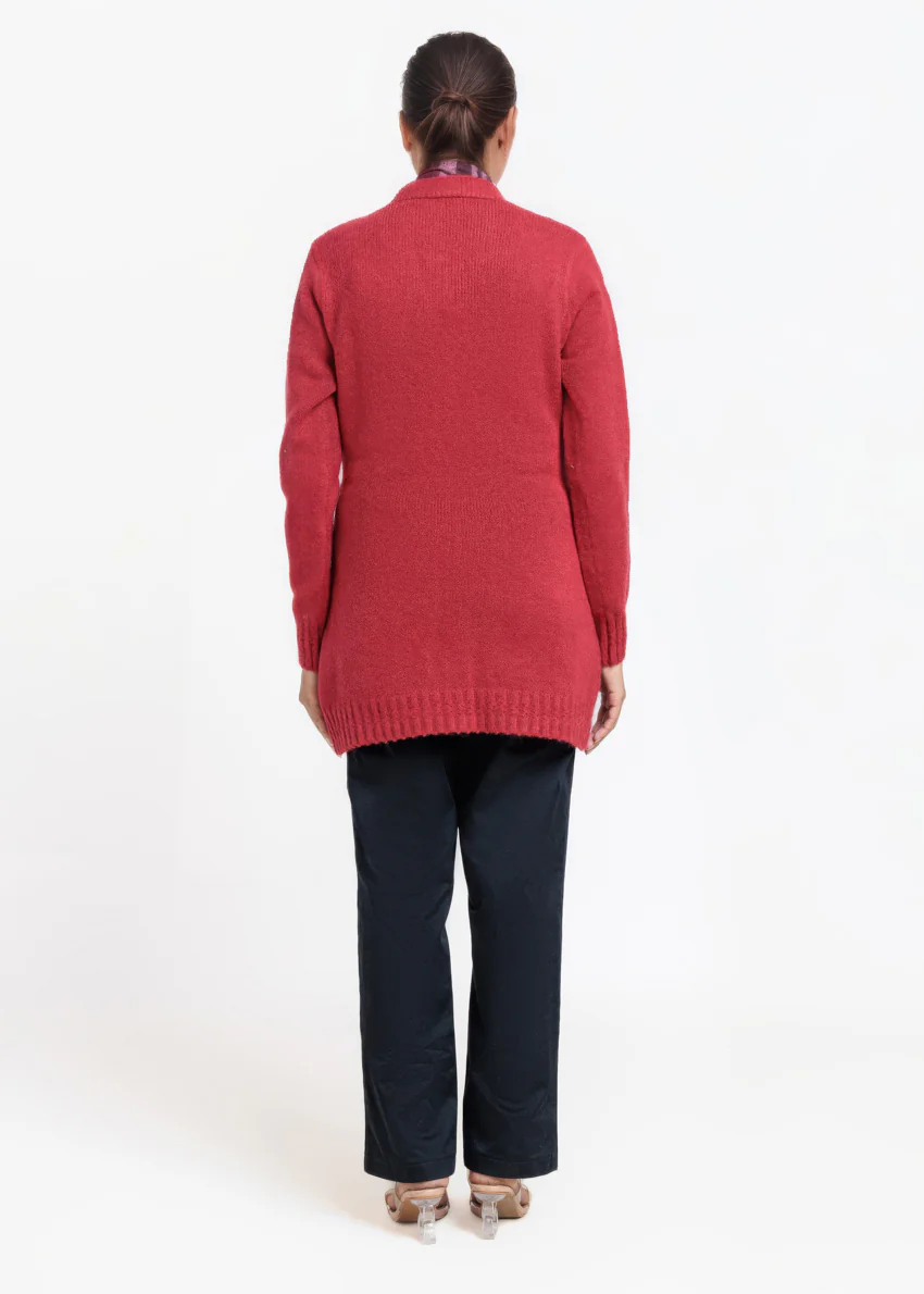Maroon-V-Cardigan Full Sleeves Sweater (25Y-110-67) - Image 2