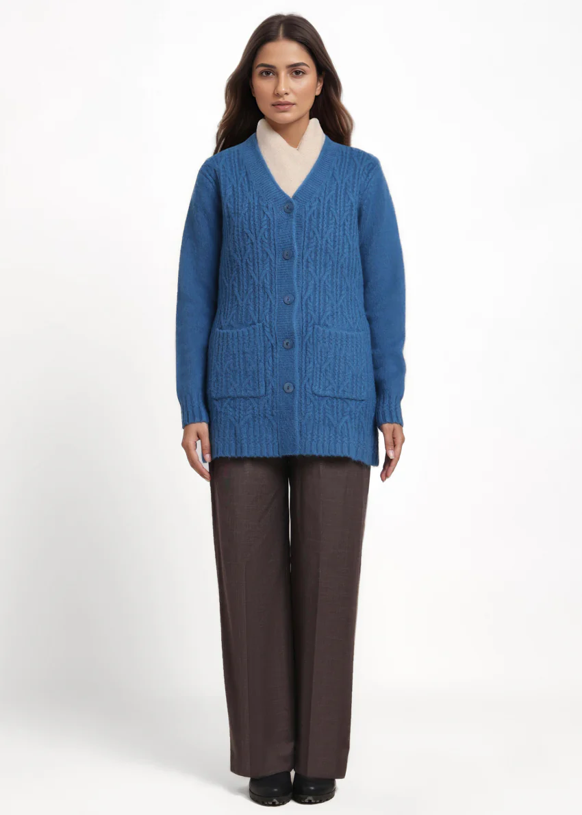 Teal-V-Cardigan Full Sleeves Sweater (25Y-110-67) - Image 4
