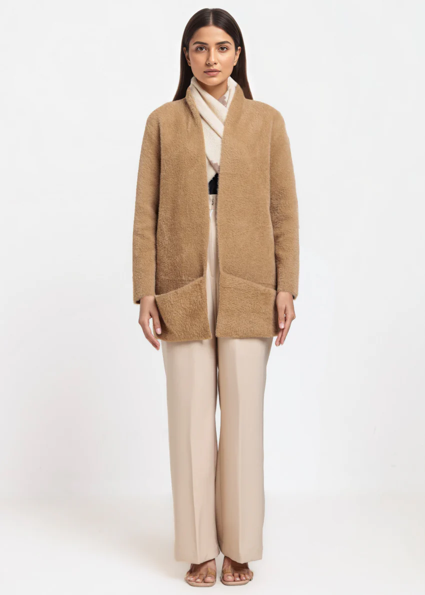 Khaki-Round Neck Full Sleeves Cardigan Sweater (25Y-111-67) - Image 3