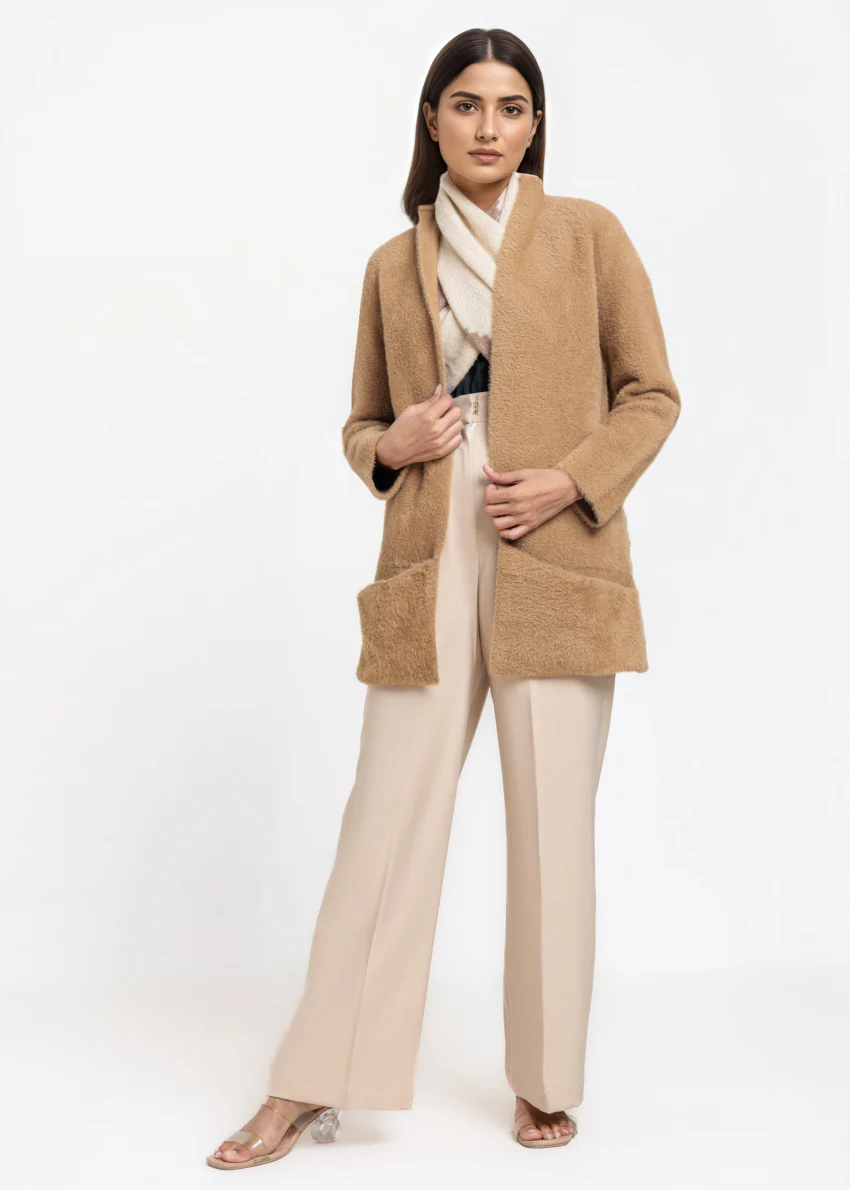 Khaki-Round Neck Full Sleeves Cardigan Sweater (25Y-111-67) - Image 4