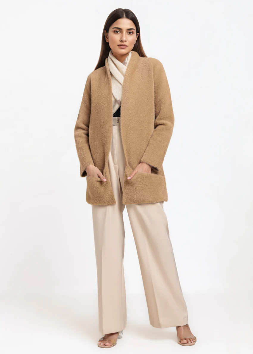 Khaki-Round Neck Full Sleeves Cardigan Sweater (25Y-111-67) - Image 5
