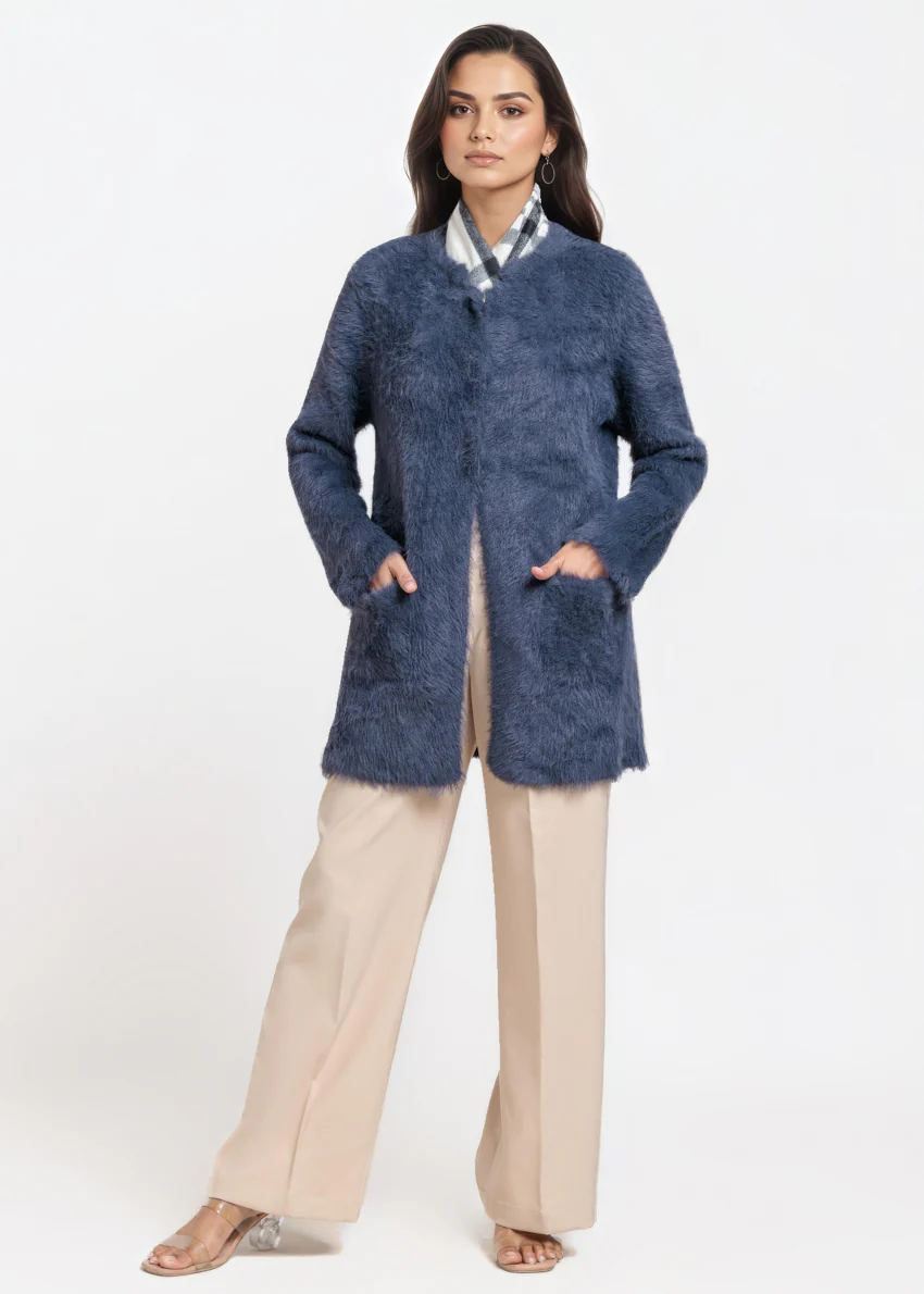 Grey-Round Neck Full Sleeves Cardigan Sweater (25Y-112-67) - Image 4