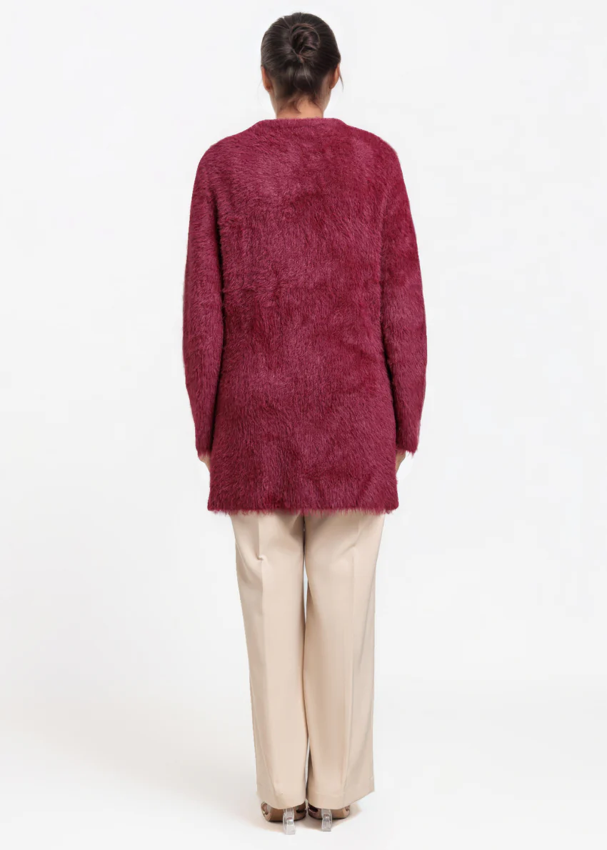 Maroon-Round Neck Full Sleeves Cardigan Sweater (25Y-112-67) - Image 2