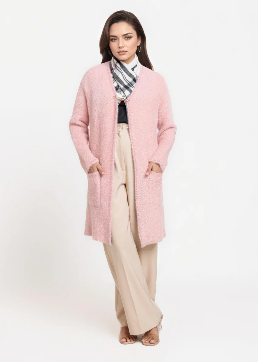 B-Pink-V-Cardigan Full Sleeves Sweater (25Y-113-67) - Image 4