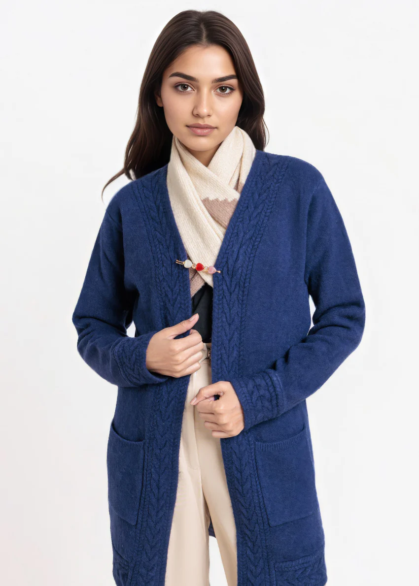 Navy-V-Cardigan Full Sleeves Sweater (25Y-114-67) - Image 3