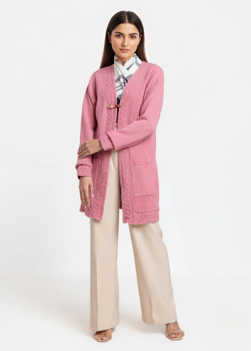 Pink-V-Cardigan Full Sleeves Sweater (25Y-114-67) - Image 4