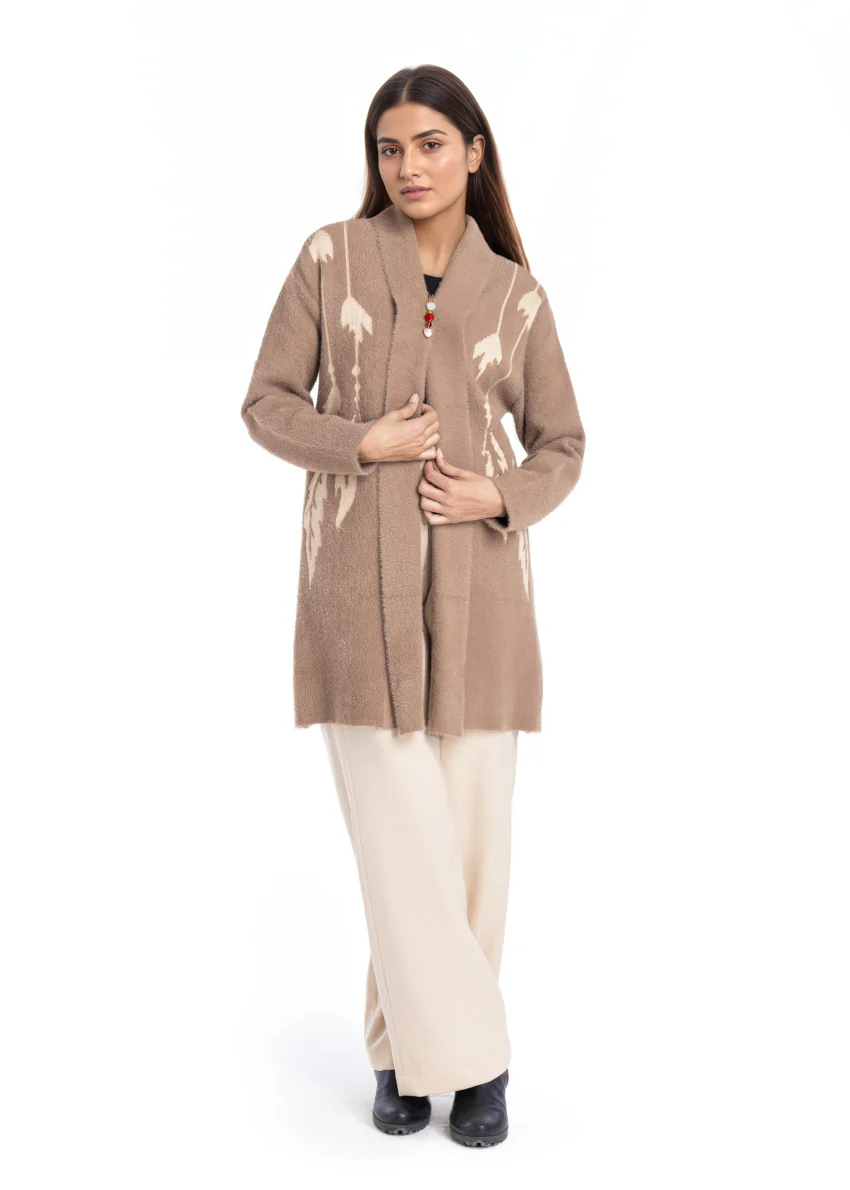Khaki-Front Open Full Sleeves Cardigan Sweater (25Y-115-67) - Image 4