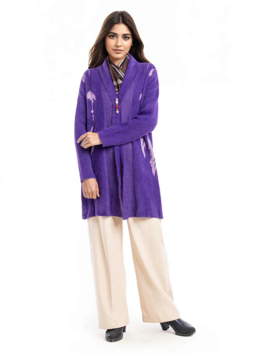 Mauve-Front Open Full Sleeves Cardigan Sweater (25Y-115-67) - Image 3