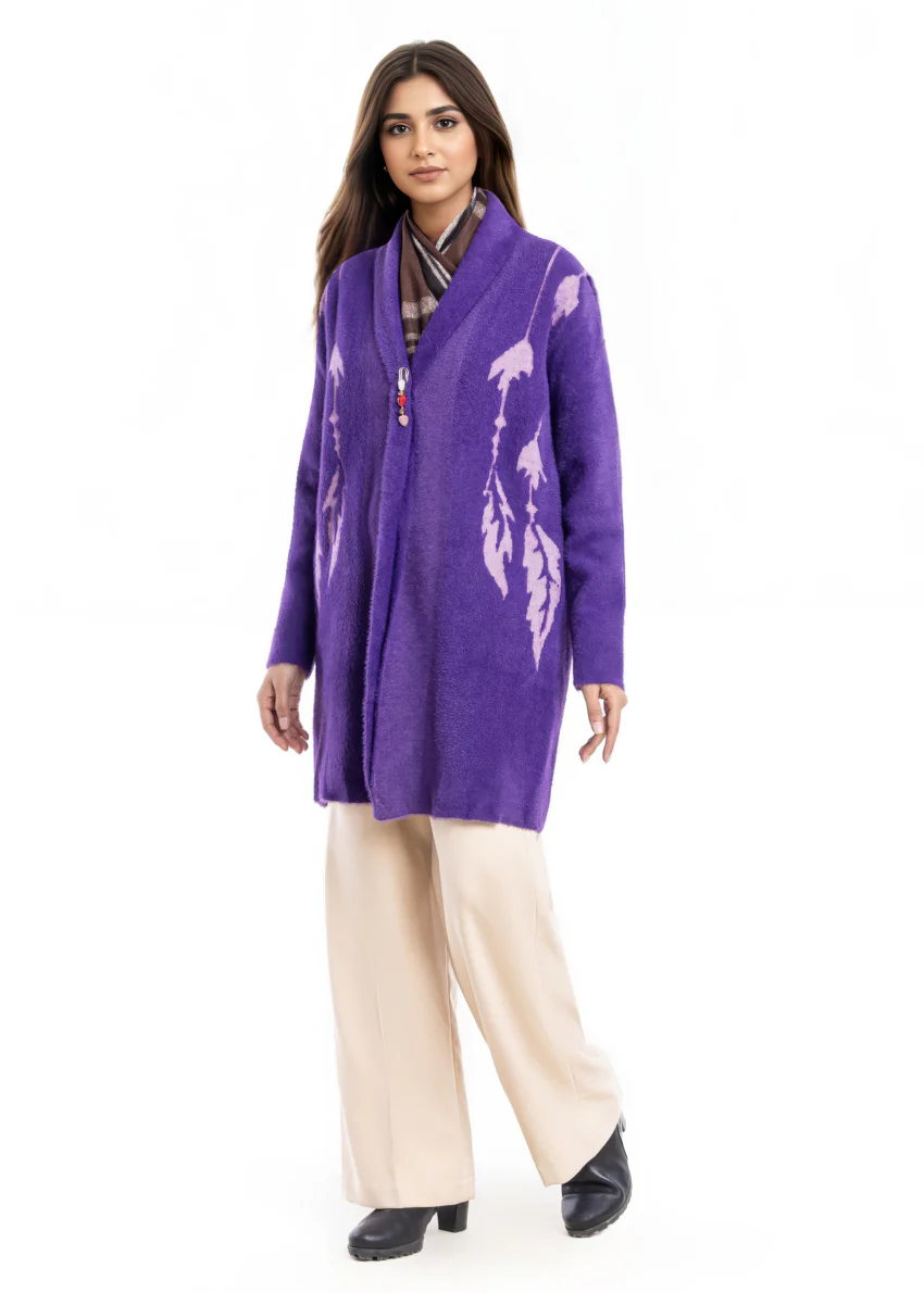 Mauve-Front Open Full Sleeves Cardigan Sweater (25Y-115-67) - Image 4