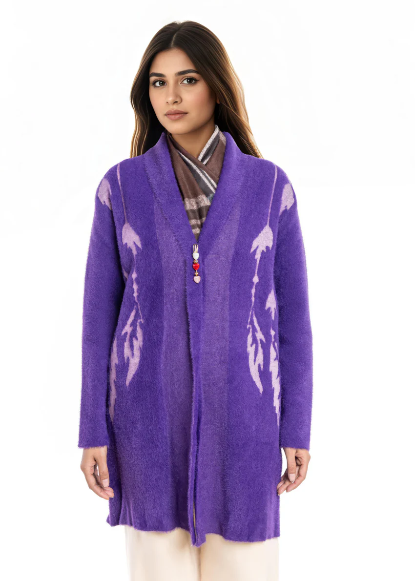 Mauve-Front Open Full Sleeves Cardigan Sweater (25Y-115-67) - Image 5
