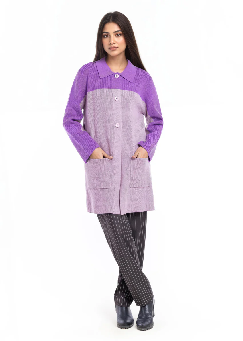 L-Plum-Wing Collar Full Sleeves Cardigan Sweater (25Y-116-67) - Image 5