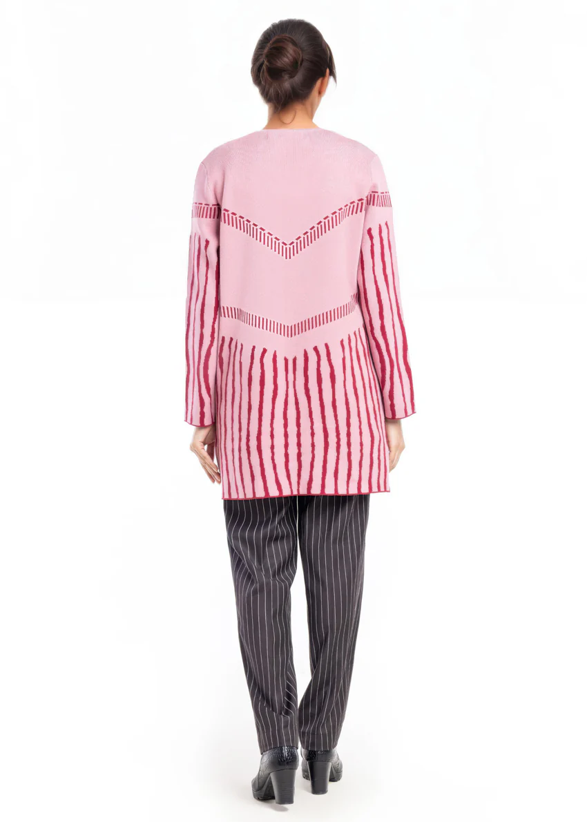 Pink-Round Neck Cardigan Full Sleeves Sweater (25Y-117-67) - Image 2