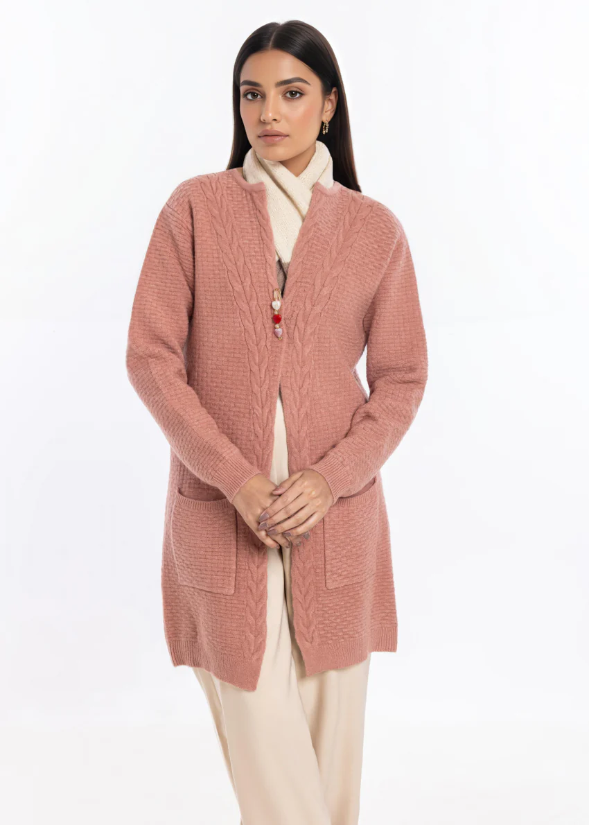 Brick-Round Neck Cardigan Full Sleeves Sweater (25Y-118-67) - Image 3