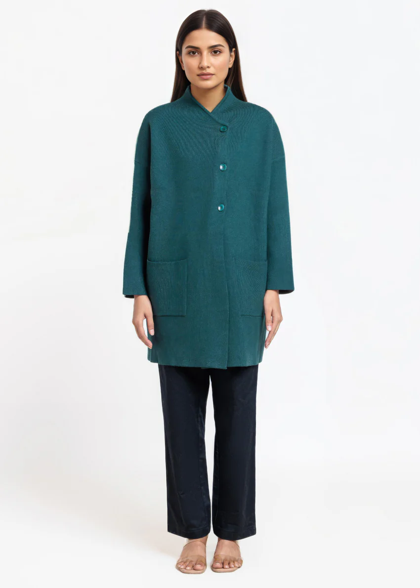 D-Green-Full Sleeves Cardigan Sweater (25Y-119-67) - Image 4