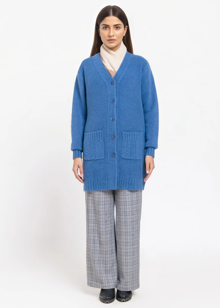 Blue-V-Cardigan Full Sleeves Sweater (25Y-121-67) - Image 3