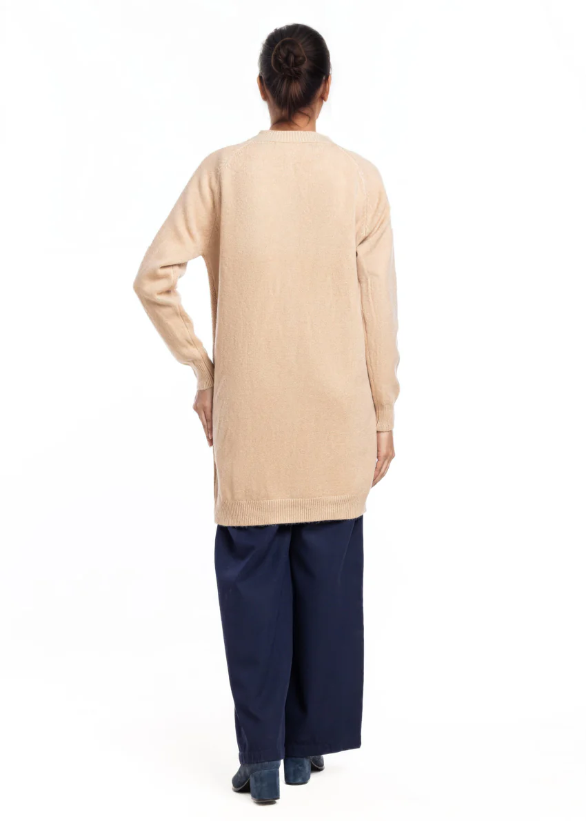 Khaki-Round Neck Cardigan Reglan Sleeves Sweater (25Y-122-67) - Image 3
