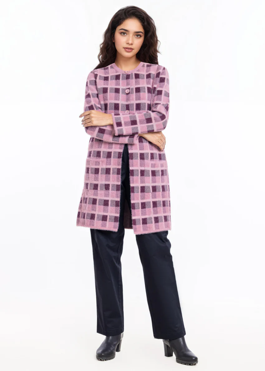 Plum-Round Neck Cardigan Full Sleeves Sweater (25Y-123-67) - Image 4