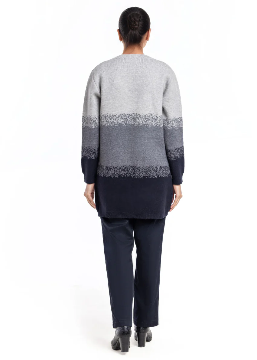 Black-Round Neck Cardigan Full Sleeves Sweater (25Y-125-67) - Image 3