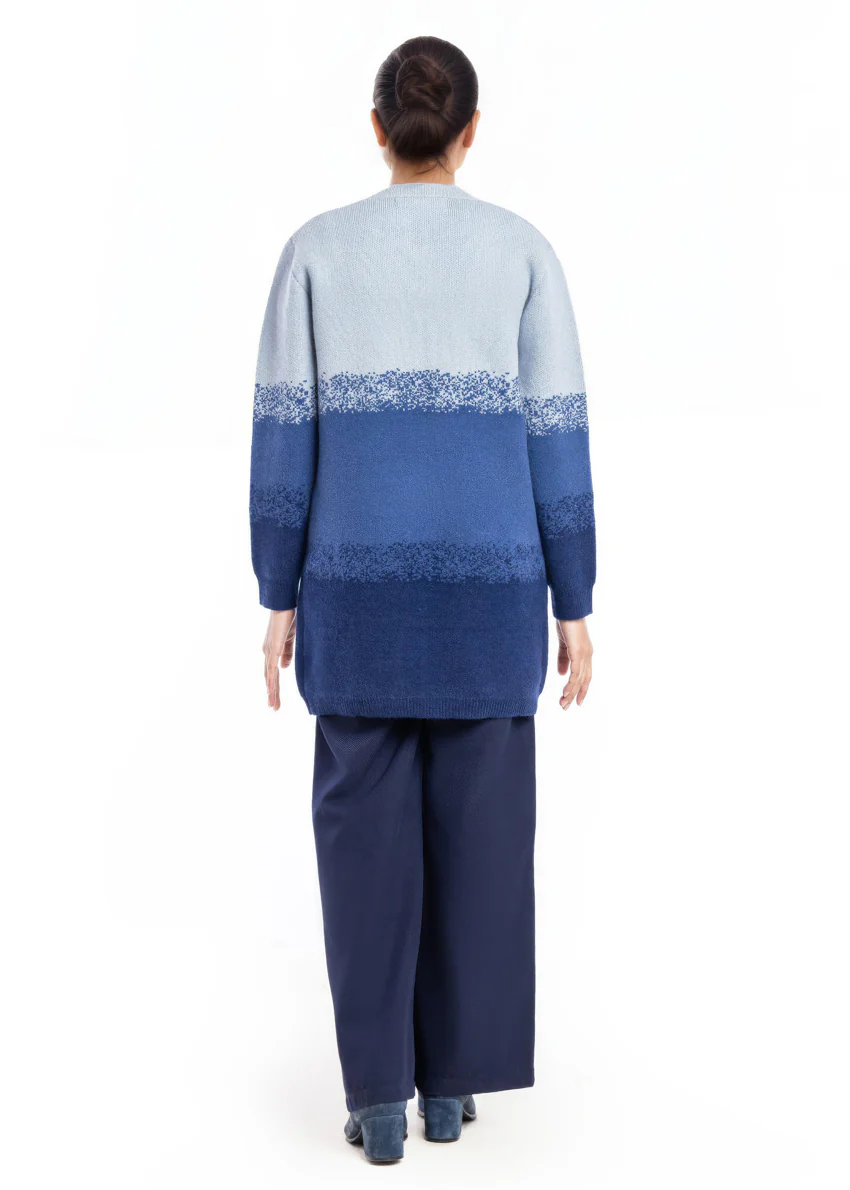 Navy-Round Neck Cardigan Full Sleeves Sweater (25Y-125-67) - Image 3