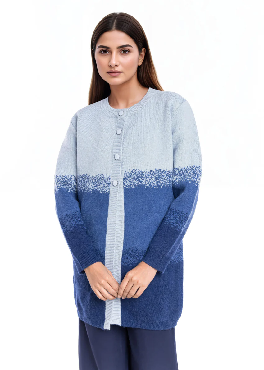 Navy-Round Neck Cardigan Full Sleeves Sweater (25Y-125-67) - Image 4