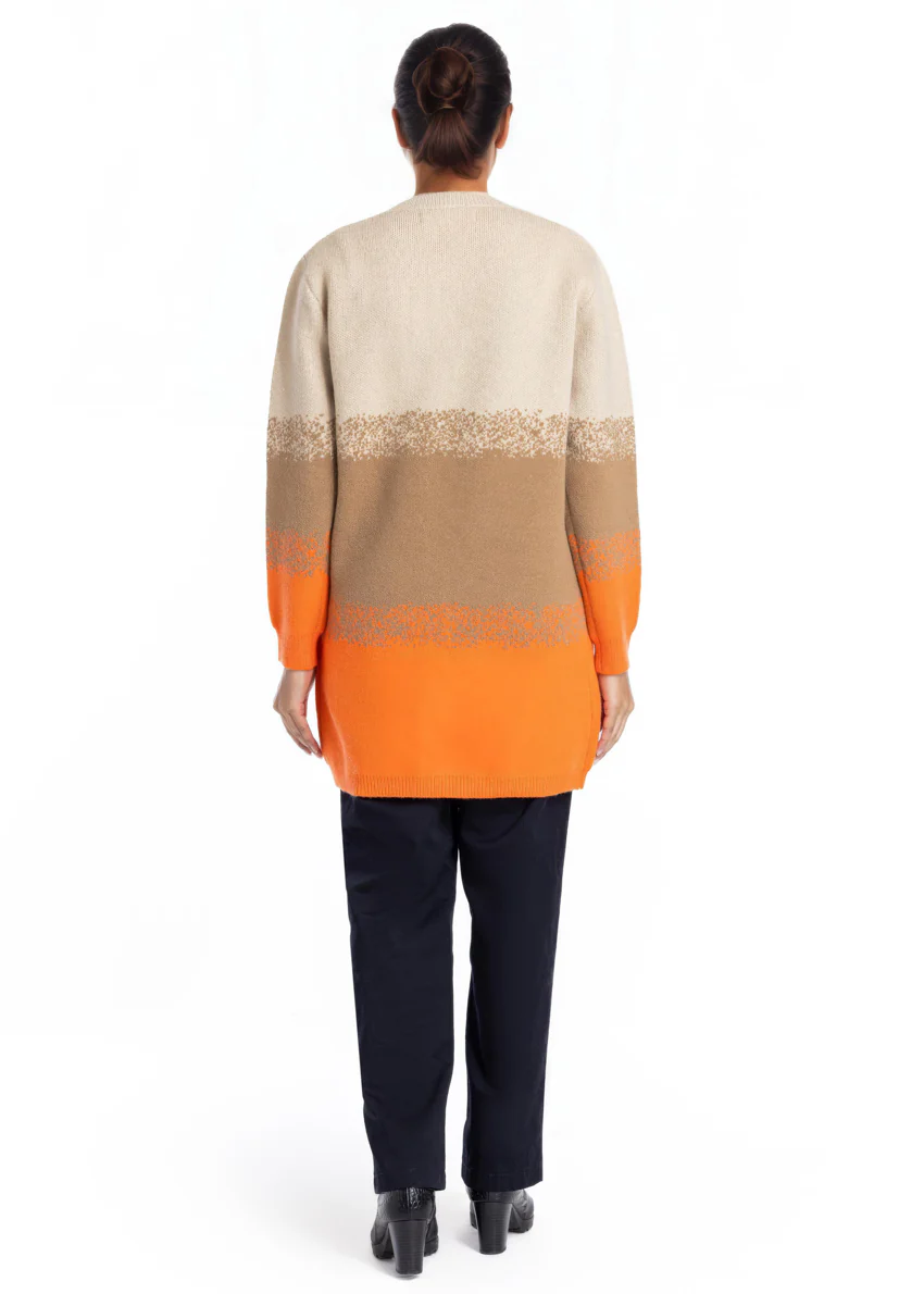 Orange-Round Neck Cardigan Full Sleeves Sweater (25Y-125-67) - Image 4