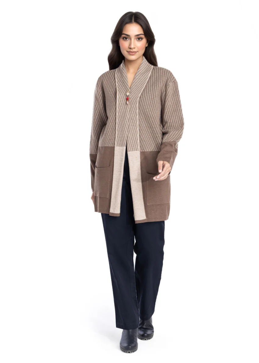 D-Brown-Front Open Full Sleeves Cardigan Sweater (25Y-126-67) - Image 2