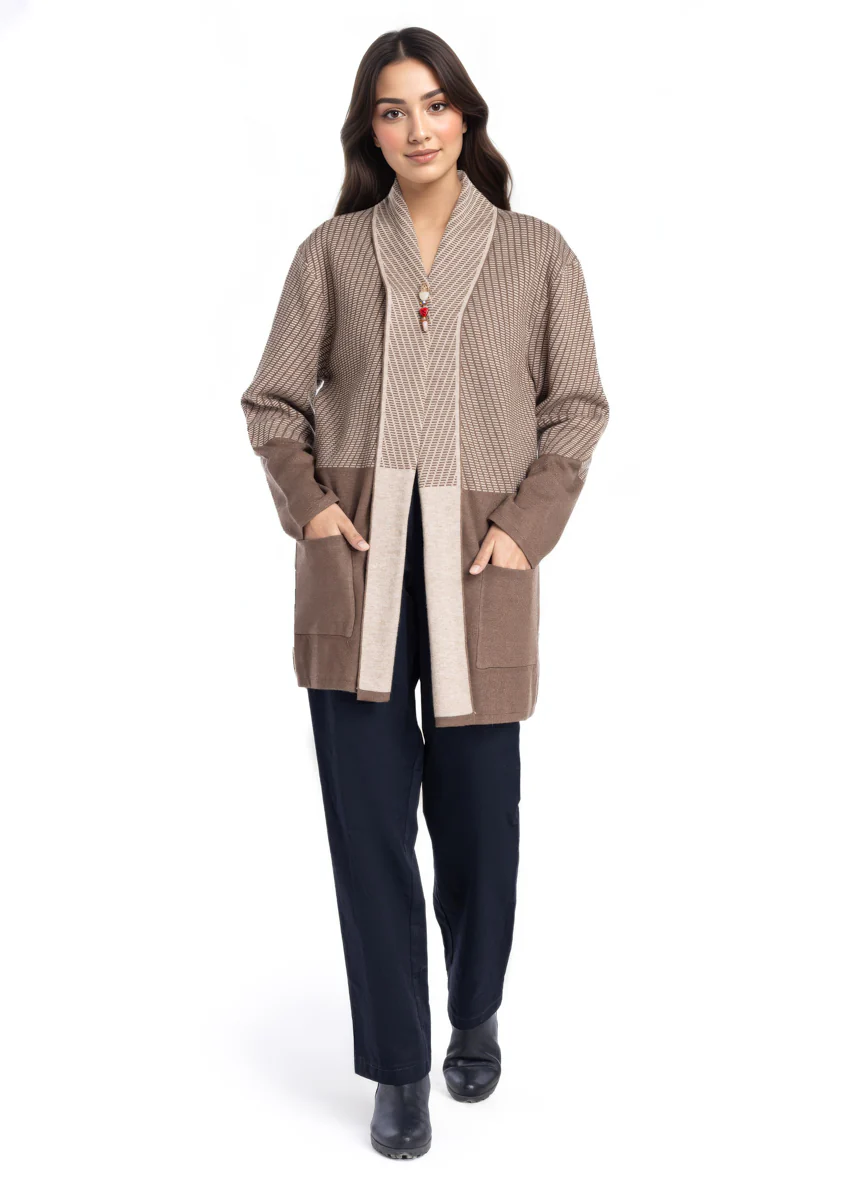 D-Brown-Front Open Full Sleeves Cardigan Sweater (25Y-126-67) - Image 3