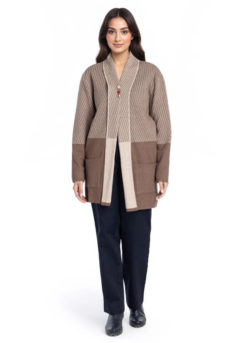 D-Brown-Front Open Full Sleeves Cardigan Sweater (25Y-126-67) - Image 4