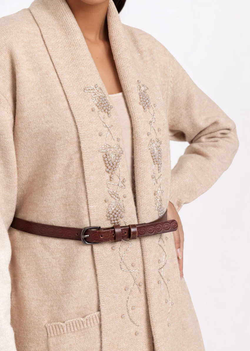 Beige-Cardigan Full Sleeves Sweater (25Y-127-67) - Image 5