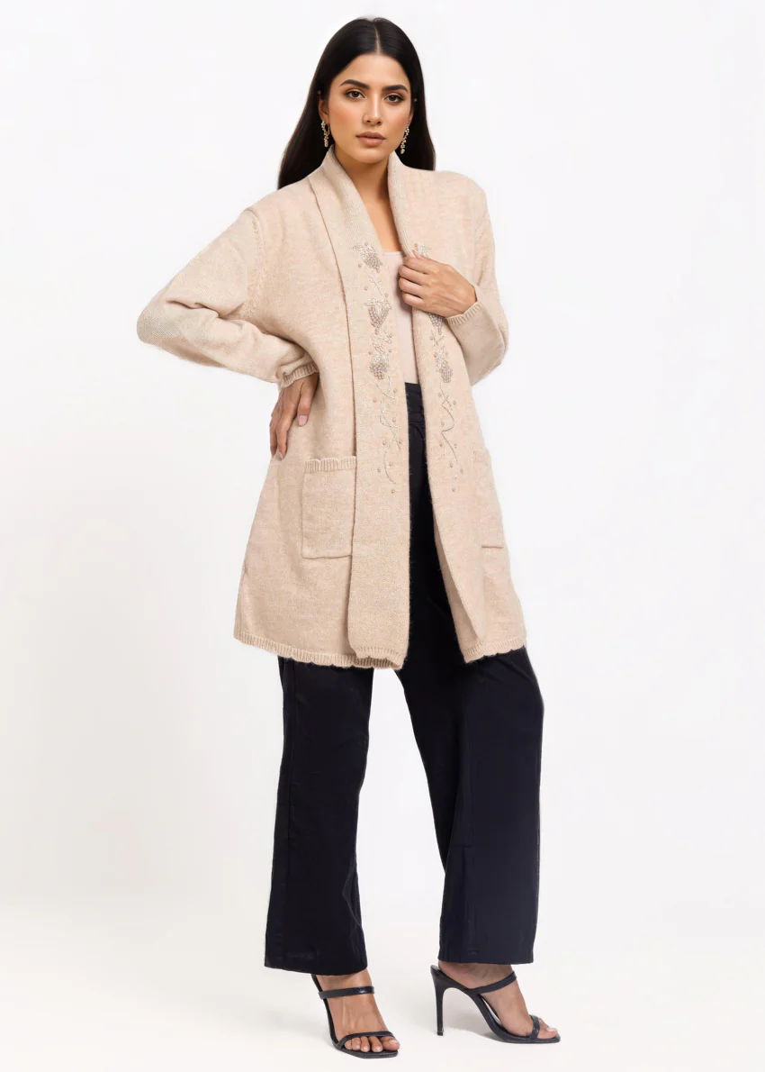 Beige-Cardigan Full Sleeves Sweater (25Y-127-67) - Image 6