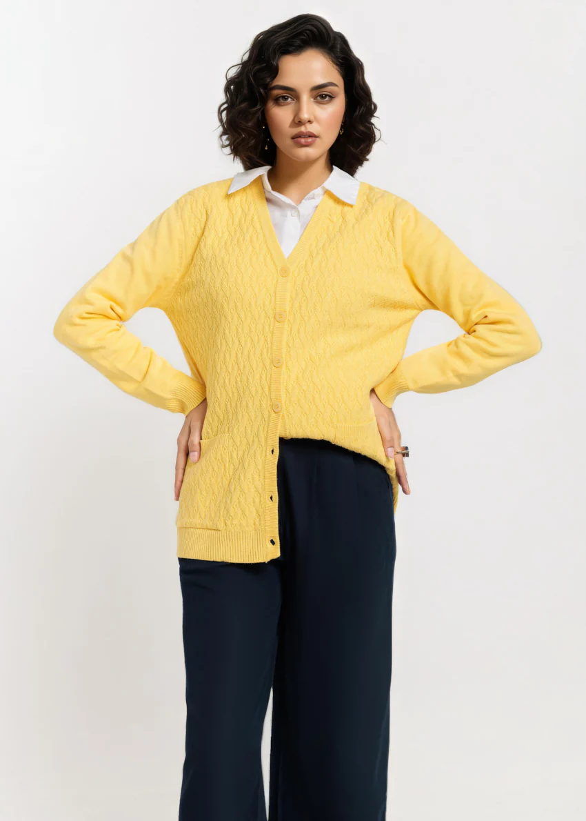 Lemon-V-Cardigan Full Sleeves Sweater (25Y-201-67) - Image 4