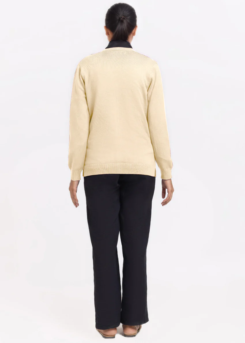 Beige-V-Cardigan Full Sleeves Sweater (25Y-203-67) - Image 2