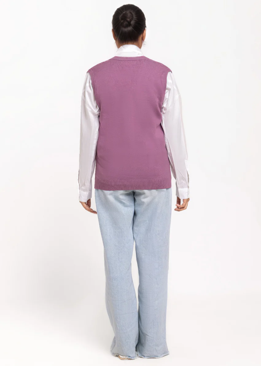 D-Plum-V-Cardigan Sando Sweater (25Y-204-67) - Image 2