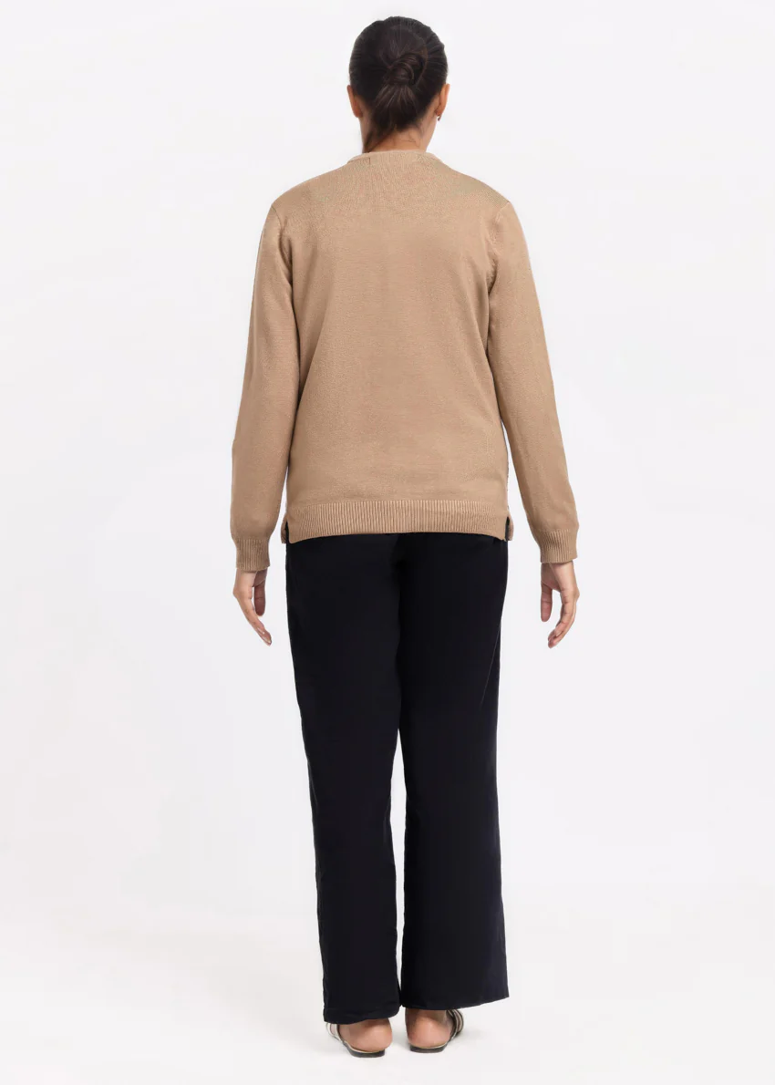 D-Beige-V-Cardigan Full Sleeves Sweater (25Y-205-67) - Image 2
