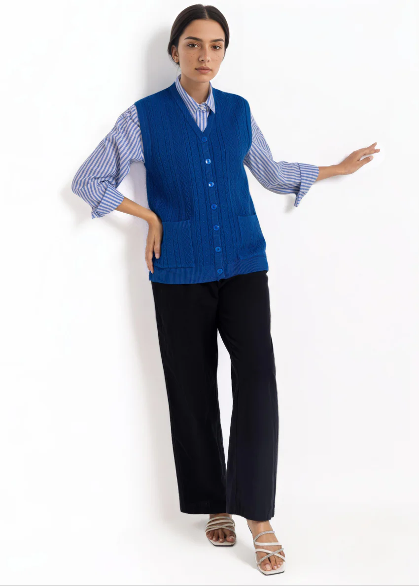 Blue-V-Cardigan Sando Sweater (25Y-206-67) - Image 3