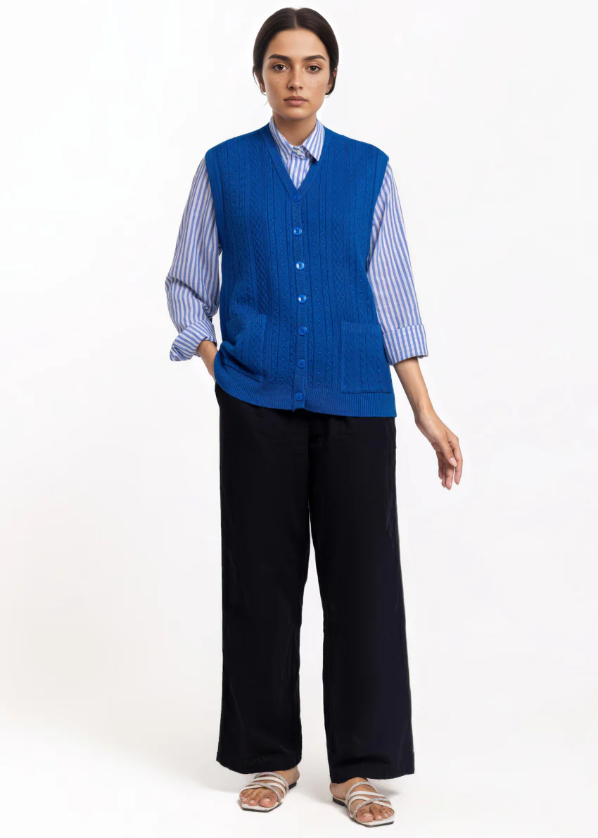 Blue-V-Cardigan Sando Sweater (25Y-206-67) - Image 4