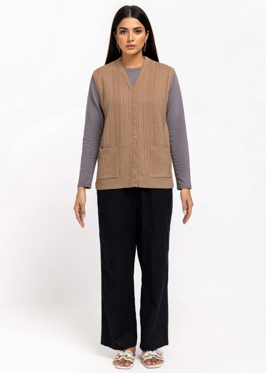 D-Beige-V-Cardigan Sando Sweater (25Y-206-67) - Image 4